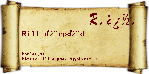 Rill Árpád névjegykártya